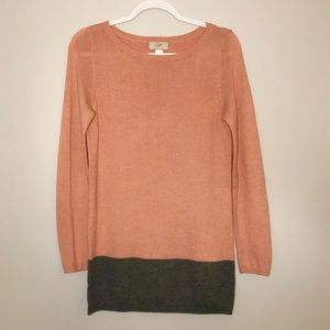LOFT Pink/Gray Color block Sweater